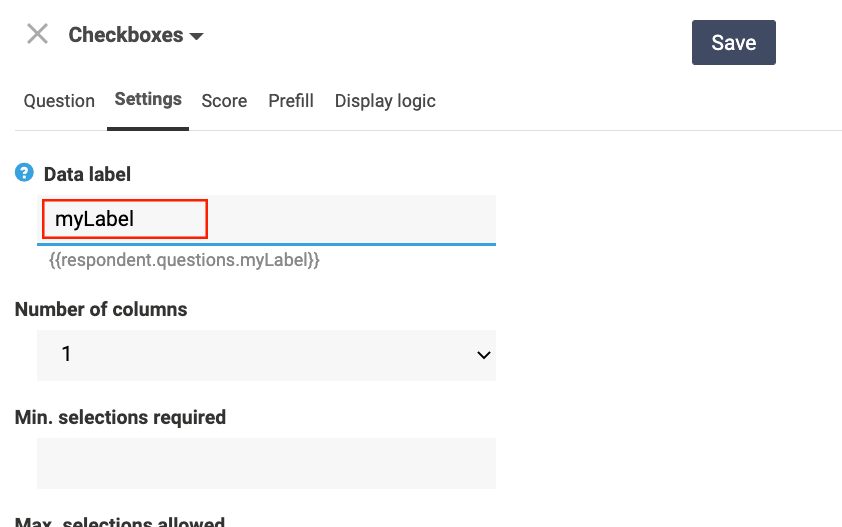 CheckMarket - Survey question data label