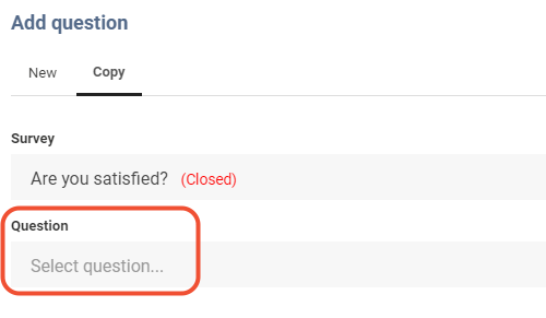 copy question from another other survey - select question
