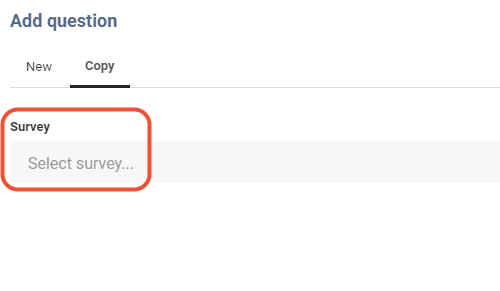copy question from another other survey - select survey