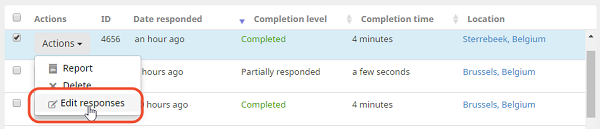 Edit responses in a survey
