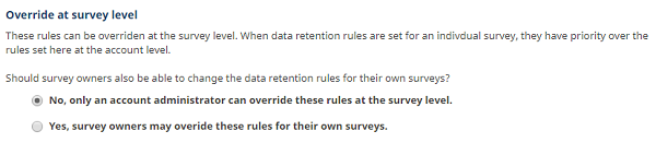 override data retention rules at survey level